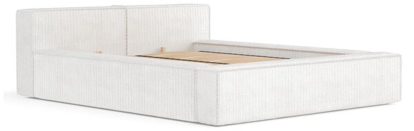 Krémová čalúnená dvojlôžková posteľ s úložným priestorom s roštom 160x200 cm Voliera – Maison de Rêve