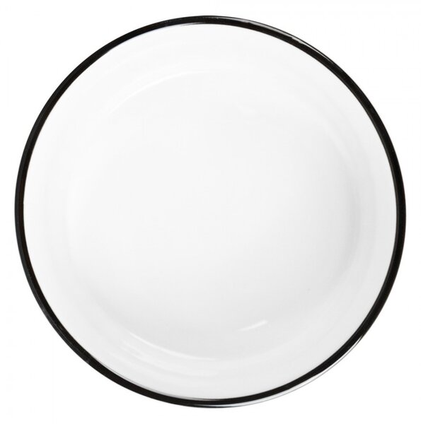 Biela keramická miska s vrúbkami a čiernym okrajom - Ø 16*7 cm / 650 ml - Clayre & Eef