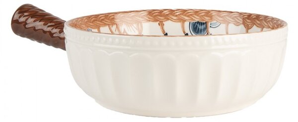 Keramická miska s kvetmi a rukoväťou - 22*16*6 cm / 500 ml - Clayre & Eef