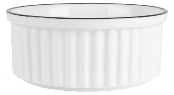 Biela keramická miska s vrúbkami a čiernym okrajom - Ø 16*7 cm / 650 ml - Clayre & Eef