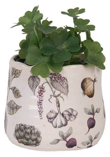 Keramický obal na kvetináč zelenina The Kitchen Garden - Ø 11*10 cm - Clayre & Eef