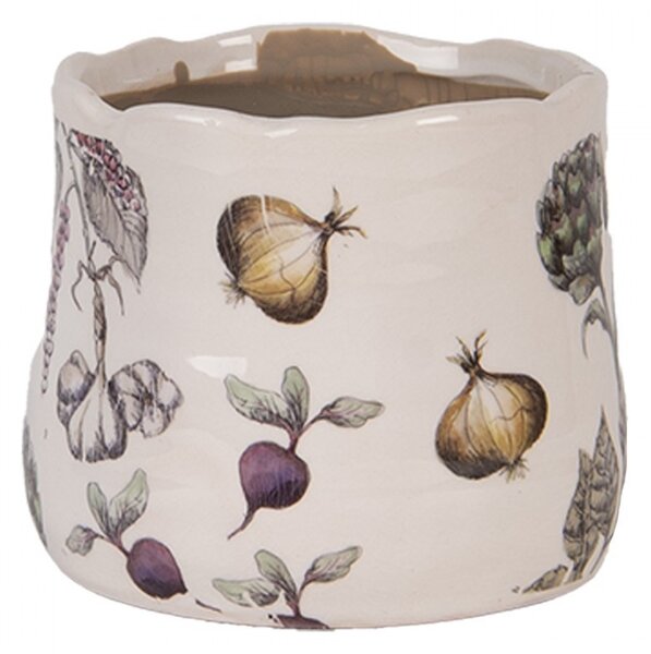 Keramický obal na kvetináč zelenina The Kitchen Garden - Ø 11*10 cm - Clayre & Eef