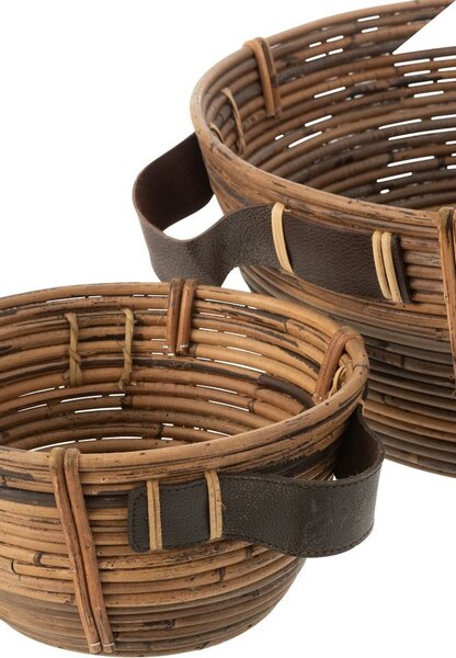 Set 3ks okrúhly ratanový košík Rattan Brown - Ø 44*18/ Ø 35*15/ Ø 24*12 cm - J-Line by Jolipa