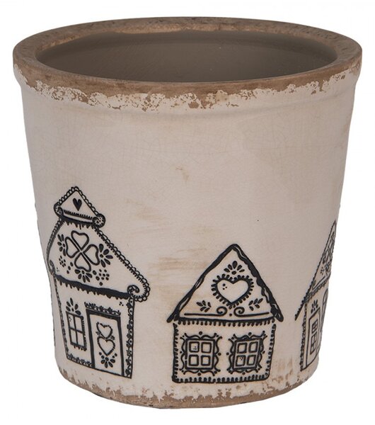 Planter ? 17x16 Cm Beige Ceramic Gingerbread House - ? 17*16 cm - Clayre & Eef
