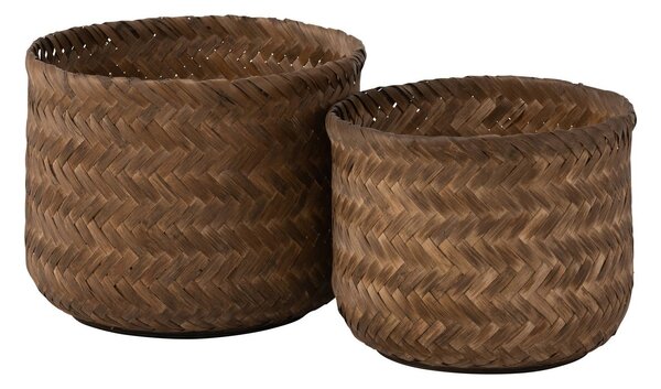 2ks hnedý obal na kvetináč/košík z bambusu - Ø39*30/ Ø35*26cm - J-Line by Jolipa