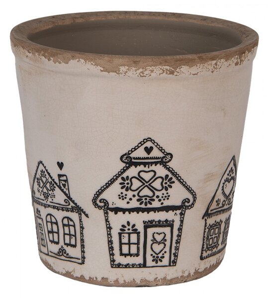 Planter ? 17x16 Cm Beige Ceramic Gingerbread House - ? 17*16 cm - Clayre & Eef