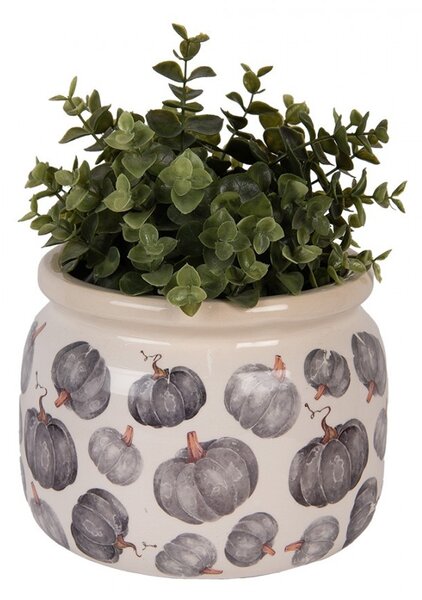 Keramický kvetináč s tekvicami Country Style Pumpkin - Ø 20*15 cm - Clayre & Eef