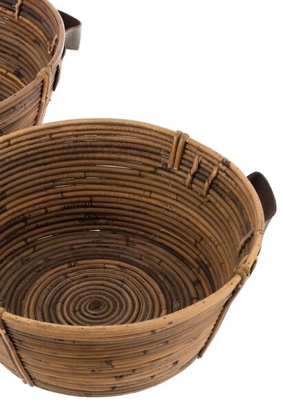 Set 3ks okrúhly ratanový košík Rattan Brown - Ø 44*18/ Ø 35*15/ Ø 24*12 cm - J-Line by Jolipa