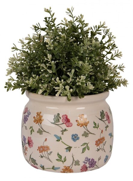 Keramický kvetináč s kvetinami Colourful Flowers S - Ø 16*13 cm - Clayre & Eef