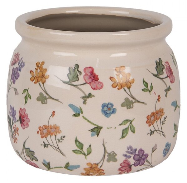 Keramický kvetináč s kvetinami Colourful Flowers S - Ø 16*13 cm - Clayre & Eef