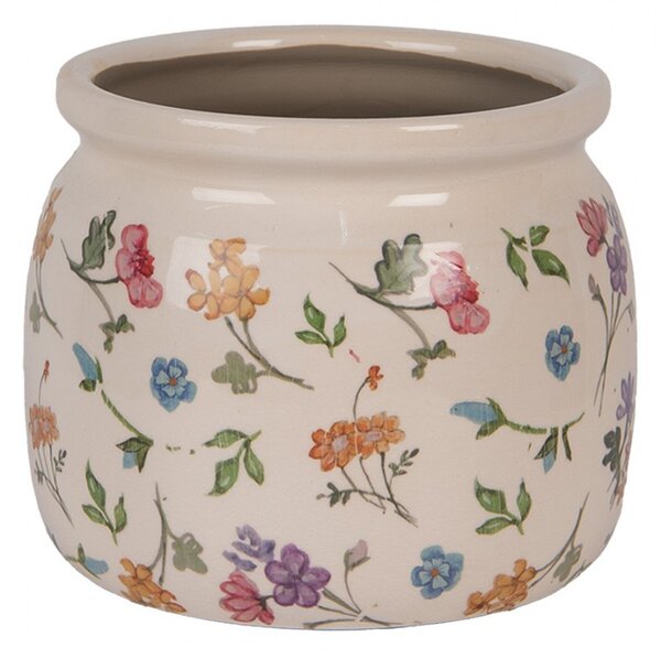 Keramický kvetináč s kvetinami Colourful Flowers S - Ø 16*13 cm - Clayre & Eef
