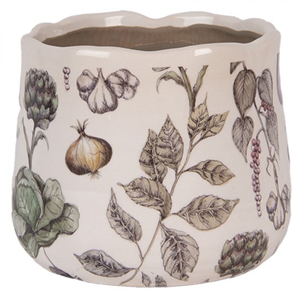 Keramický obal na kvetináč zelenina The Kitchen Garden S - Ø 14*12 cm - Clayre & Eef