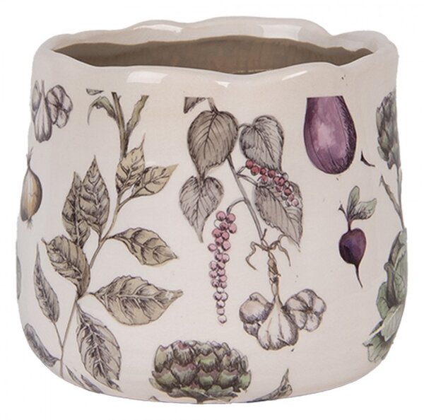 Keramický obal na kvetináč zelenina The Kitchen Garden S - Ø 14*12 cm - Clayre & Eef
