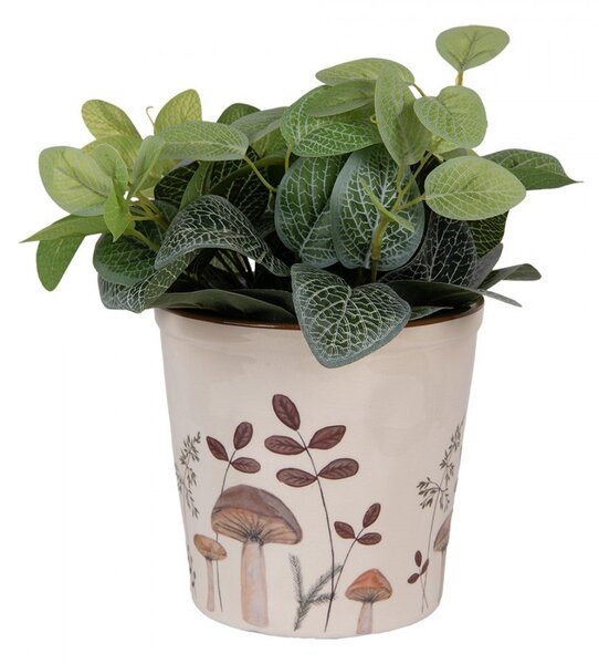 Béžový obal na kvetináč s hubkami Little Forest Jewels L - Ø 17*16 cm - Clayre & Eef