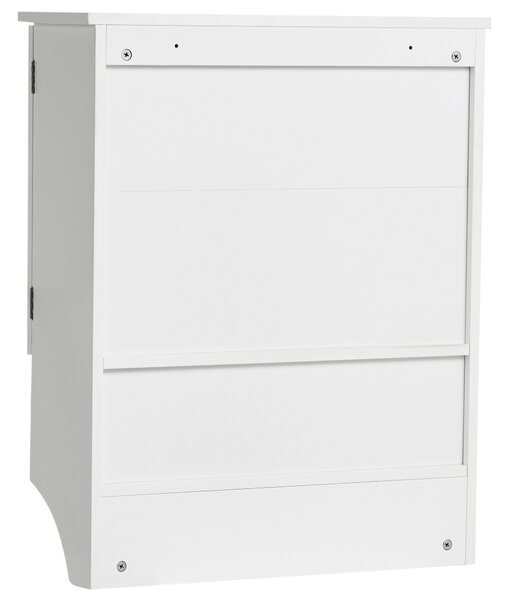 Nástenná kúpeľňová skrinka biela MDF s dvierkami otvorenou policou a vešiakom na uteráky 60 x 22 cm moderný štýl kúpeľňa