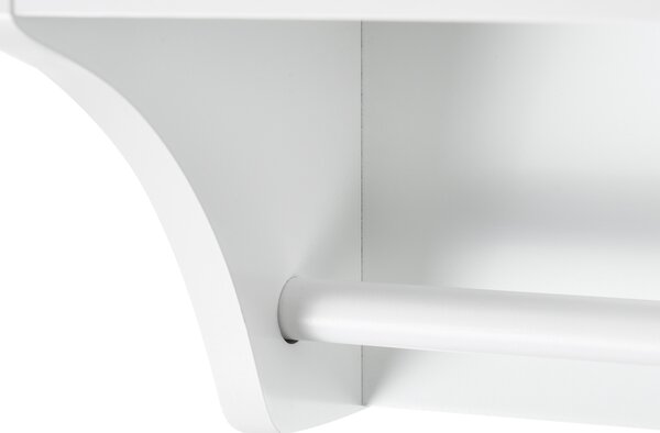 Nástenná kúpeľňová skrinka biela MDF s dvierkami otvorenou policou a vešiakom na uteráky 60 x 22 cm moderný štýl kúpeľňa