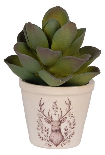 Béžový obal na kvetináč s jeleňom Gentle Wilderness XS - Ø 8*7 cm - Clayre & Eef