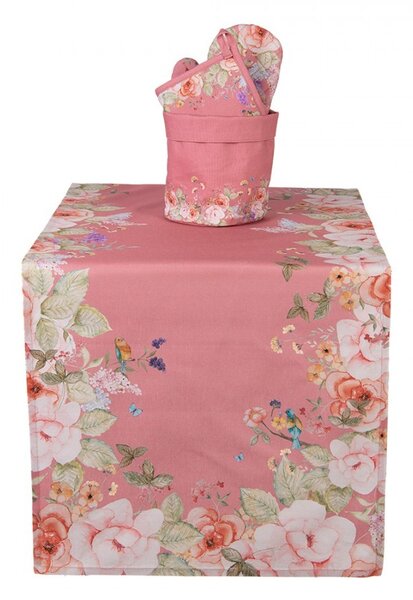Ružový bavlnený košík na pečivo Flower & Fauna - Ø 15*16 cm - Clayre & Eef