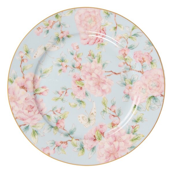 Porcelánový dezertný tanierik s ružovými kvetmi Rosa - Ø 19*2 cm - Clayre & Eef