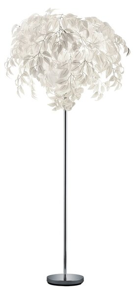 Biela stojacia lampa Trio Leavy, výška 180 cm
