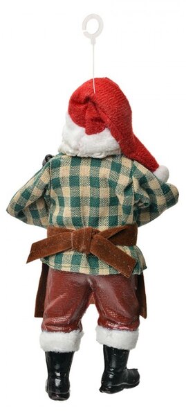 Závesná vianočná dekorácia Santa Claus držiaca snehuliaka - 9*6*17 cm - Clayre & Eef
