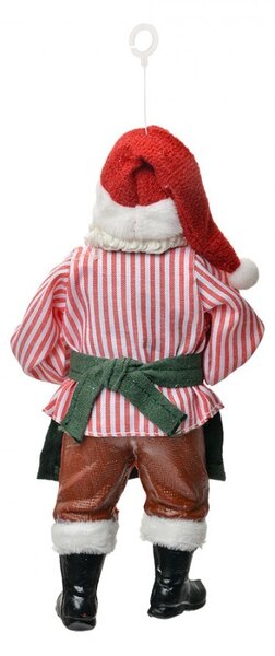 Závesná vianočná dekorácia Santa Claus držiaca mašinku - 9*6*17 cm - Clayre & Eef