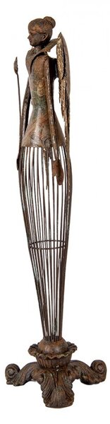 Mosadzná antik kovová dekorácia anjel Angel - 17*15*54 cm - Clayre & Eef