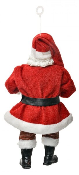 Závesná vianočná dekorácia Santa Claus držiaca darček - 10*6*17 cm - Clayre & Eef