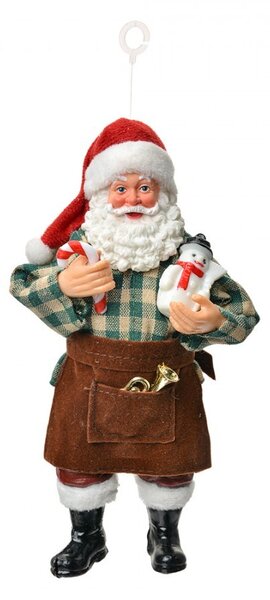 Závesná vianočná dekorácia Santa Claus držiaca snehuliaka - 9*6*17 cm - Clayre & Eef