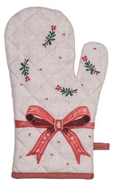Béžová bavlnená chňapka rukavice so stromčekmi Christmas Harmony - 18*30 cm - Clayre & Eef
