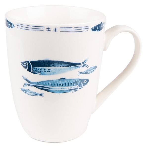 Porcelánový hrnček s rybkami Fish Blue - 12 * 9 * 11 cm / 330 ml - Clayre & Eef