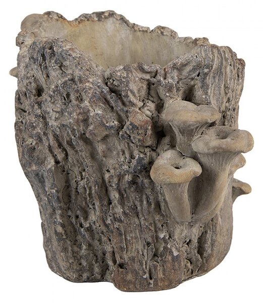 Hnedý cementový kvetináč kmeň stromu s hubami Botanic M - 24*18*18 cm - Clayre & Eef