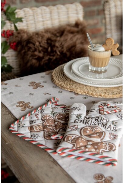 Béžová bavlnená chňapka podložka s perníčkami Gingerbread Magic - 20*20 cm - Clayre & Eef