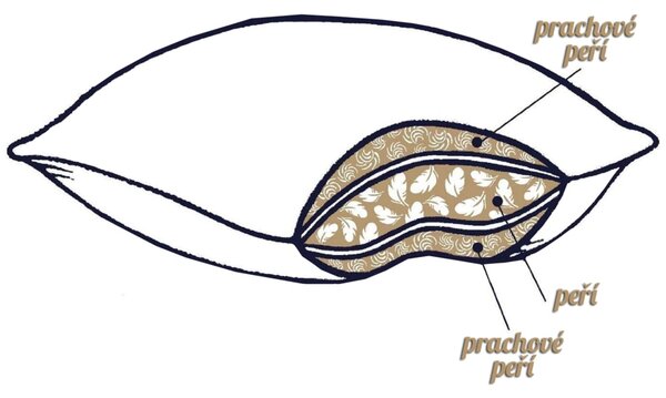2G Lipov Vankúš z peria Down & feather collection - trojkomorový - 70x90 cm