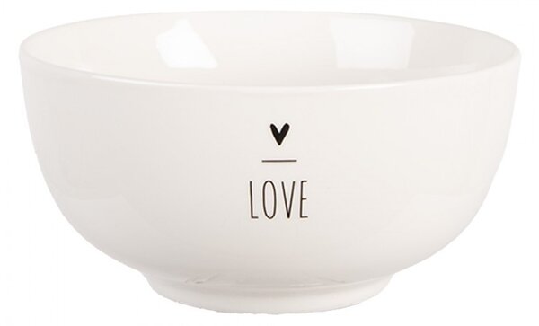 Biela porcelánová miska so srdiečkom Lovely Day - Ø 14*7 cm / 500 ml - Clayre & Eef