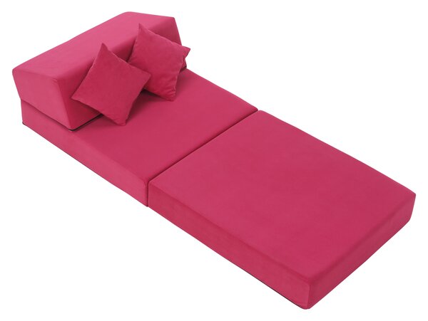 KONDELA Skladací matrac/kreslo, 2v1, ružová magenta, PELOS