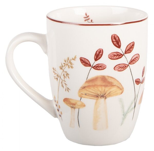 Biely porcelánový hrnček s hubkami Little Forest Jewels - 12 * 8 * 10 cm / 300 ml - Clayre & Eef