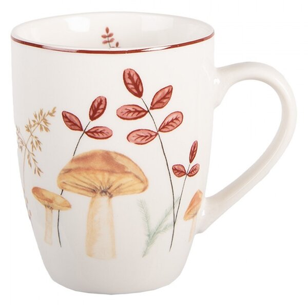 Biely porcelánový hrnček s hubkami Little Forest Jewels - 12 * 8 * 10 cm / 300 ml - Clayre & Eef