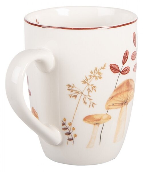 Biely porcelánový hrnček s hubkami Little Forest Jewels - 12 * 8 * 10 cm / 300 ml - Clayre & Eef