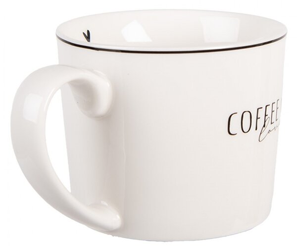Biely hrnček so srdiečkom a nápisom Coffee Lovely Day - 12 * 8 * 7 cm / 275 ml - Clayre & Eef