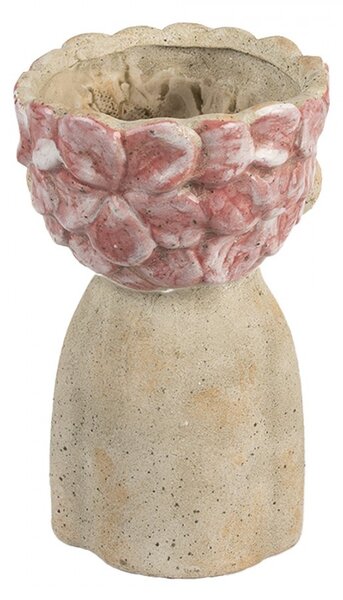 Béžový antik obal na kvetináč hlava ženy s kvetmi Danaé M - 16*15*25 cm - Clayre & Eef