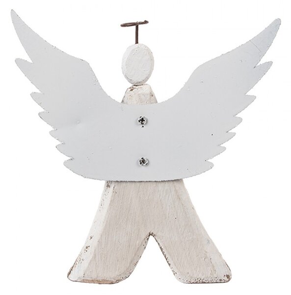 Dekorácia drevená figúrka anjel Angel Rustic M - 14*4*15 cm - Clayre & Eef