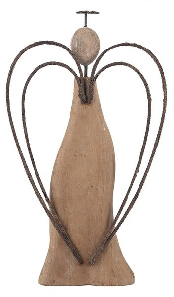 Dekorácia drevená figúrka anjel Angel Rustic L - 14*4*26 cm - Clayre & Eef