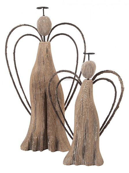 Dekorácia drevená figúrka anjel Angel Rustic L - 14*4*26 cm - Clayre & Eef