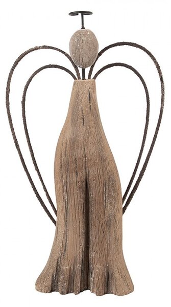 Dekorácia drevená figúrka anjel Angel Rustic L - 14*4*26 cm - Clayre & Eef