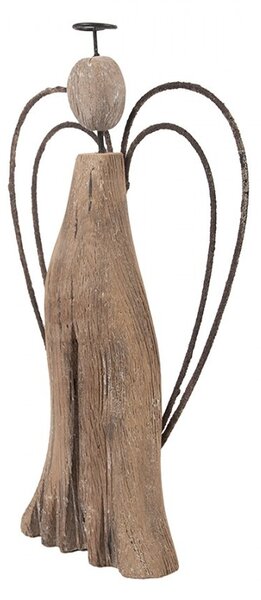 Dekorácia drevená figúrka anjel Angel Rustic L - 14*4*26 cm - Clayre & Eef