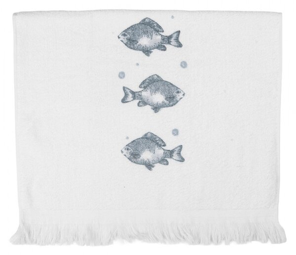 Biely kuchynský froté uterák s rybkami Fishes - 40*66 cm - Clayre & Eef