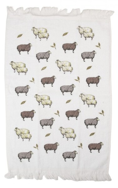 Biely kuchynský froté uterák s ovečkami - 40*66 cm - Clayre & Eef