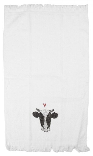 Biely kuchynský froté uterák s hlavou kravičky Cow - 40*66 cm - Clayre & Eef