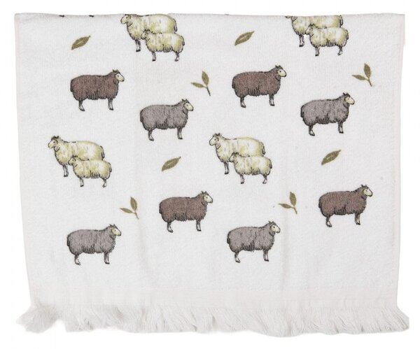 Biely kuchynský froté uterák s ovečkami - 40*66 cm - Clayre & Eef
